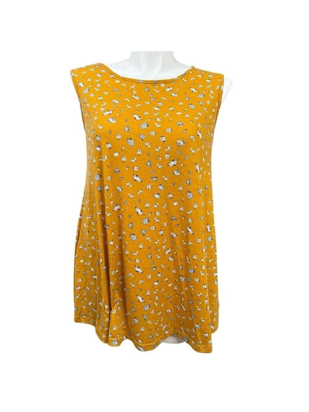 Veranee Tank Top XL Yellow Floral Sleeveless